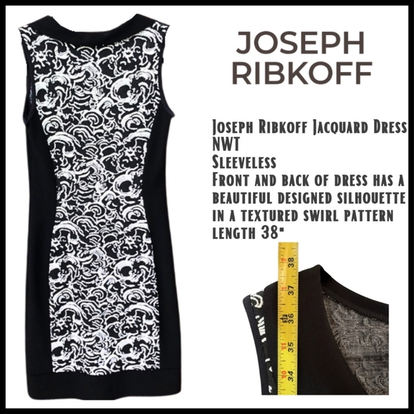 NWT Joseph Ribkoff Classic Cocktail Jacquard Dress Size 10 - Picture 3 of 6